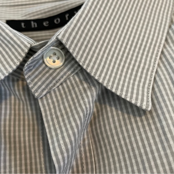 Theory Micro Check Print Zack PS Keyport Shirt In Gray Size L $225 - Picture 10 of 10